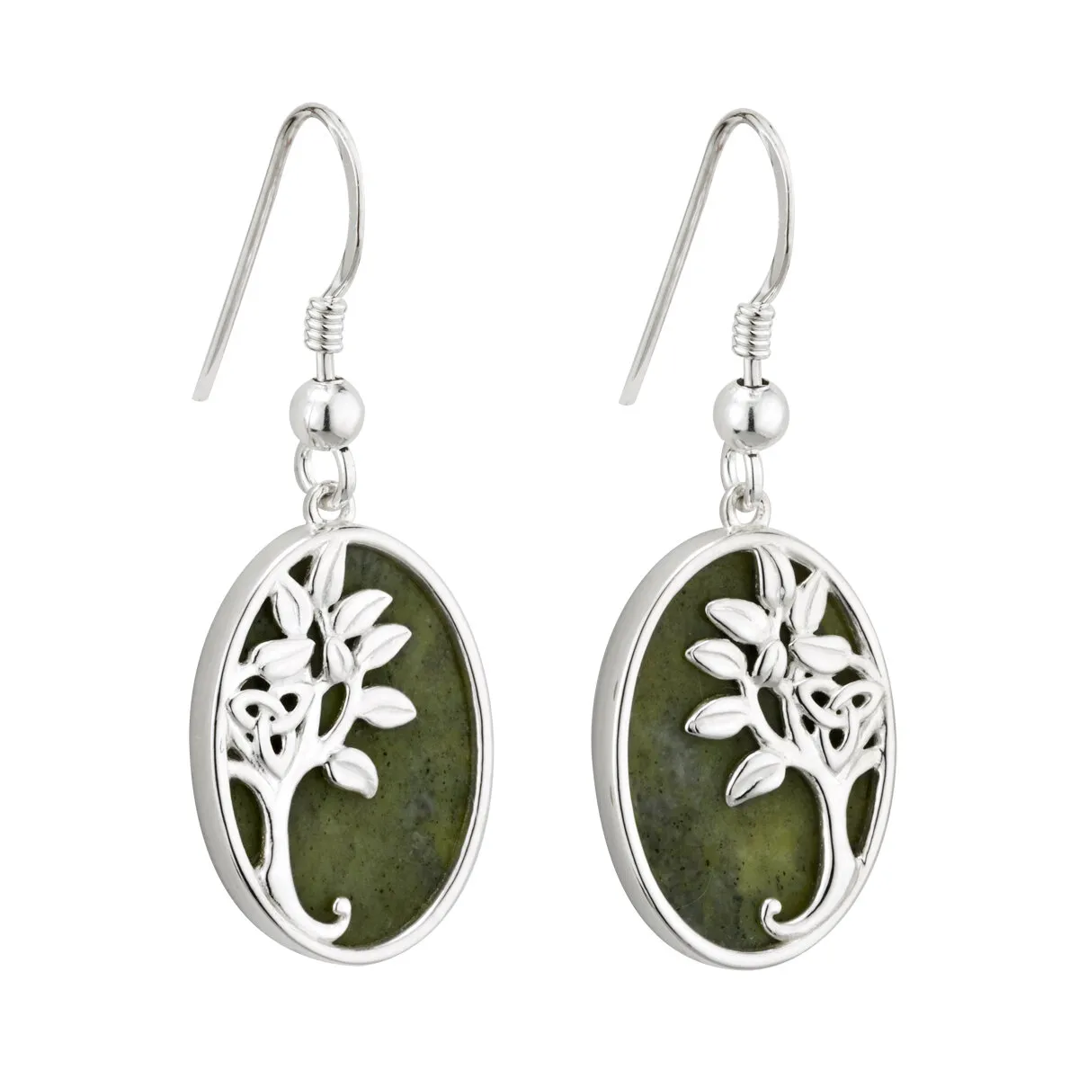 Sterling Silver Connemara Marble Tree Of Life Drop Earrings 1...