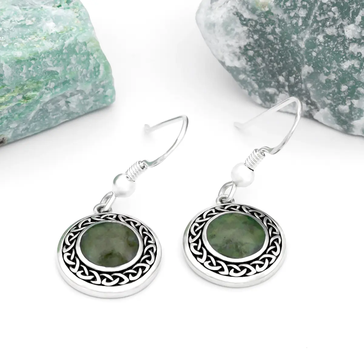 Silver Connemara Marble Celtic Earrings 2...