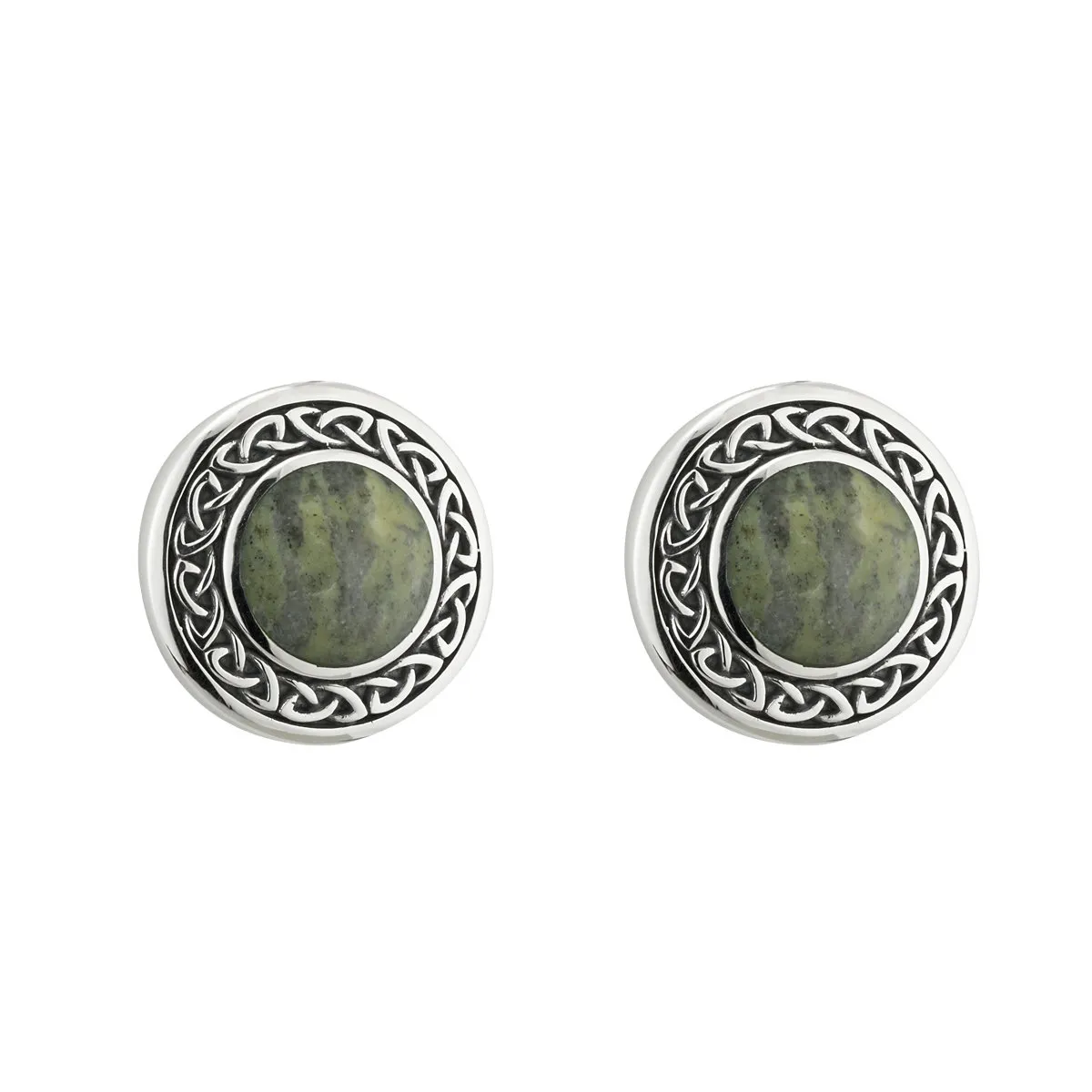 Connemara Marble Round Celtic Stud Earrings