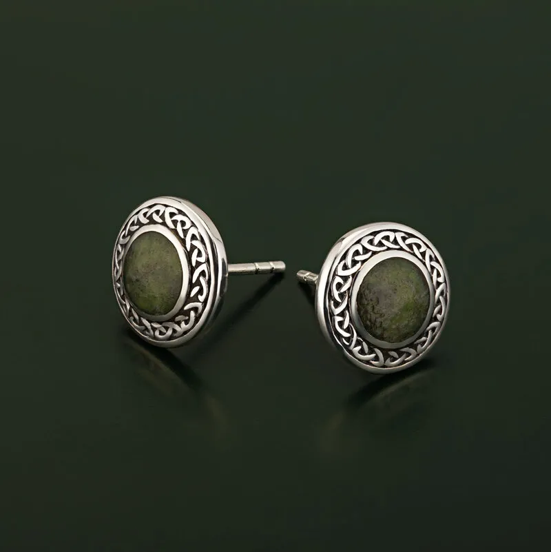 Connemara Marble Round Celtic Earrings 2