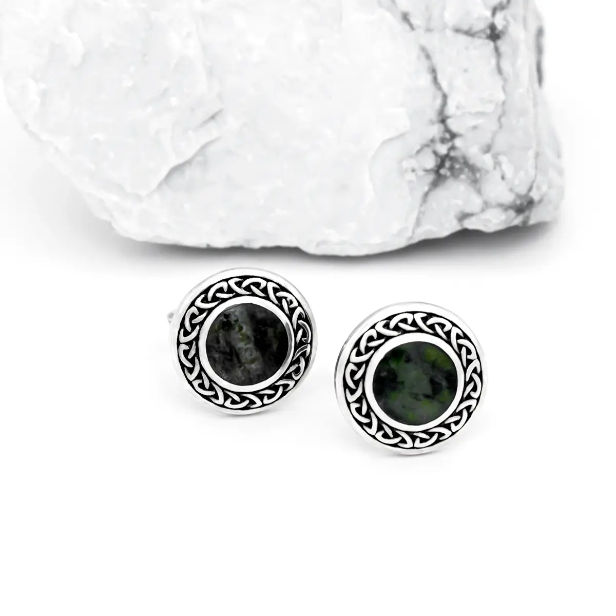 Silver Connemara Marble Celtic Stud Earrings 2...
