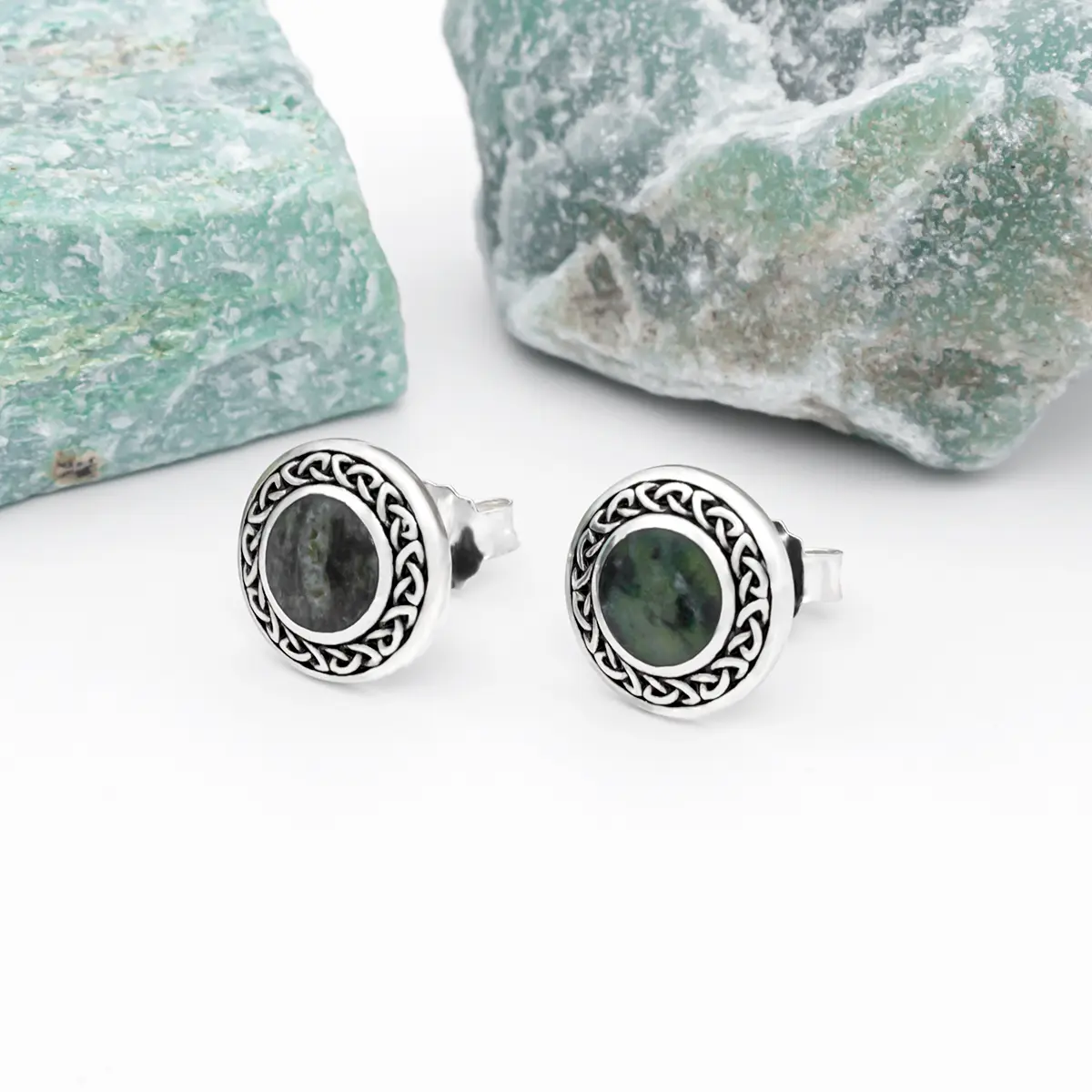 Silver Connemara Marble Celtic Stud Earrings 3...