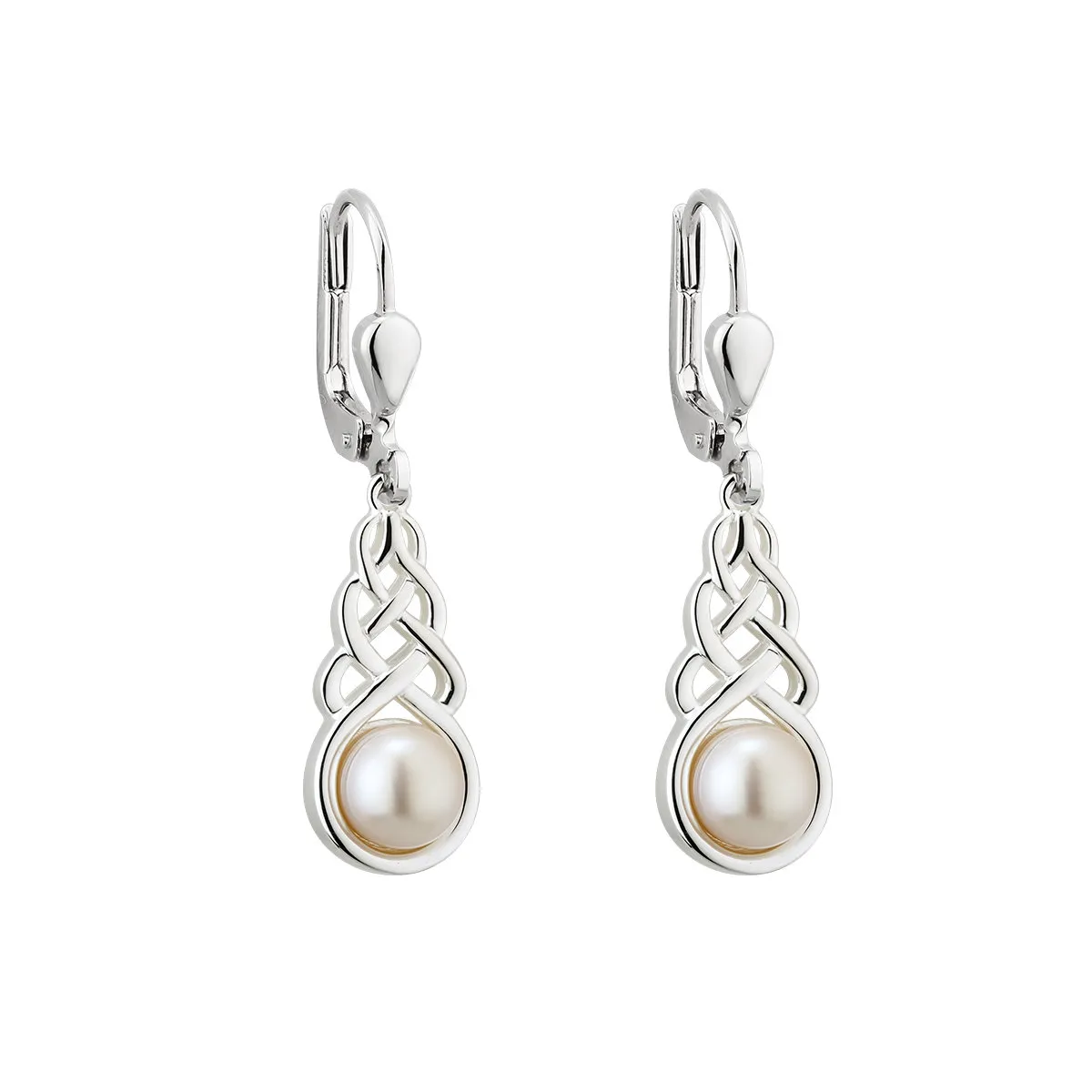 Sterling Silver Fresh Water Pearl Celtic Drop Earrings0...