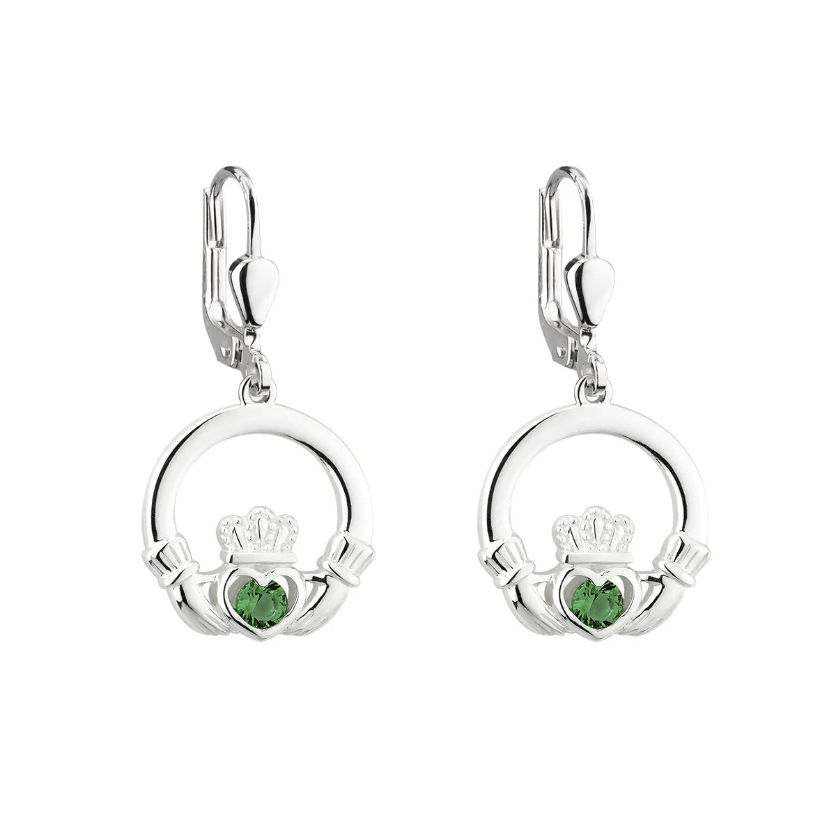 Csterling Silver Crystal Claddagh Drop Earrings...