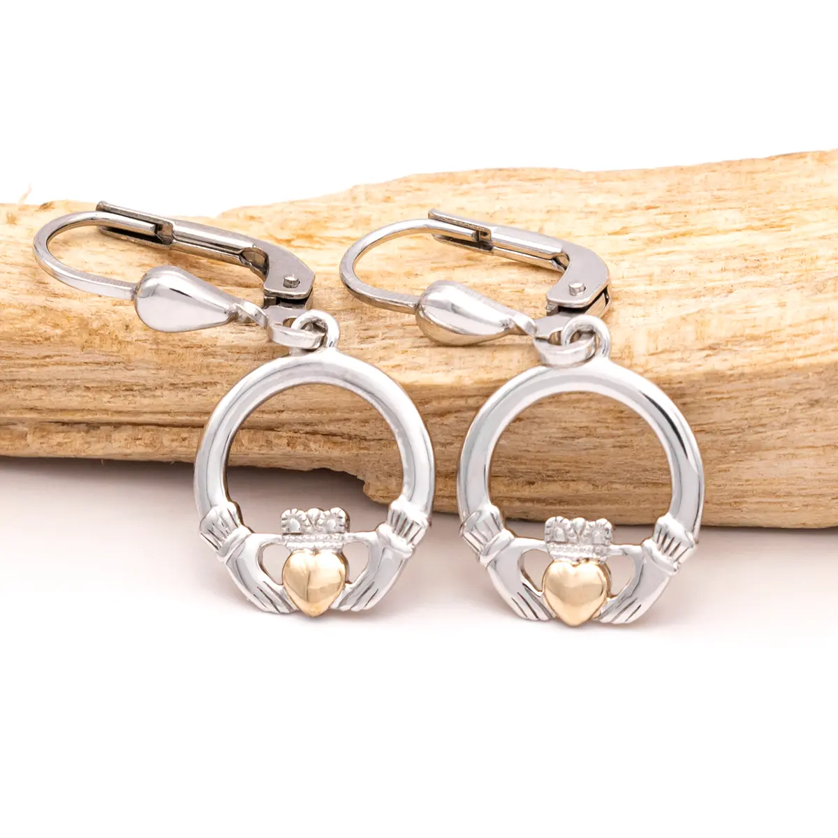 Silver Gold Heart Claddagh Earrings 3...