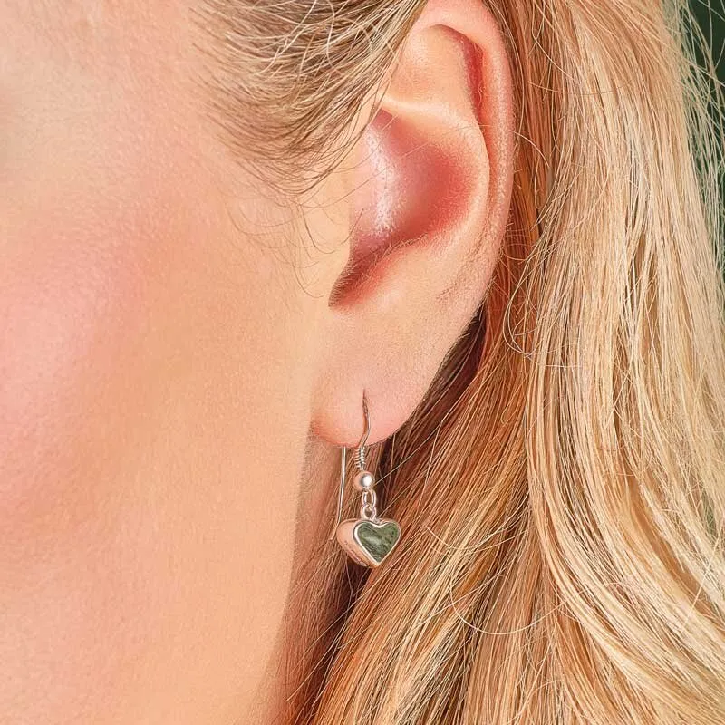 Sterling Silver Connemara Marble Heart Drop Earrings1