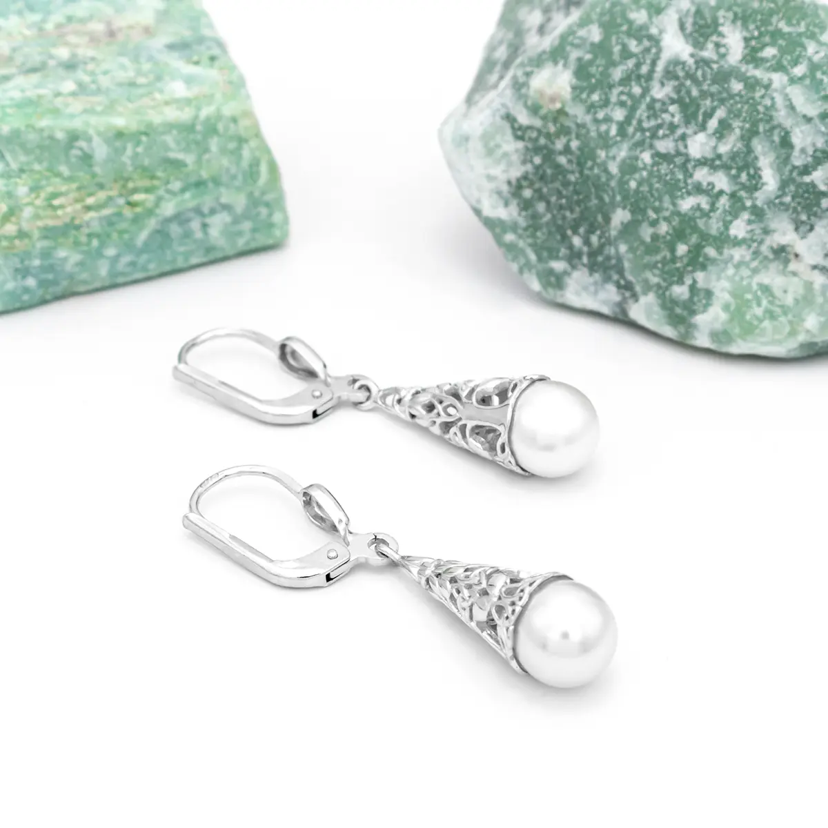 Silver Tree Of Life Pearl Earrings 3...