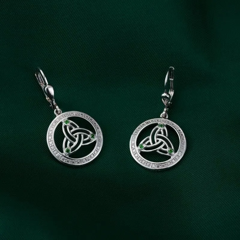 Sterling Silver Crystal Trinity Knot Circle Drop Earrings 2