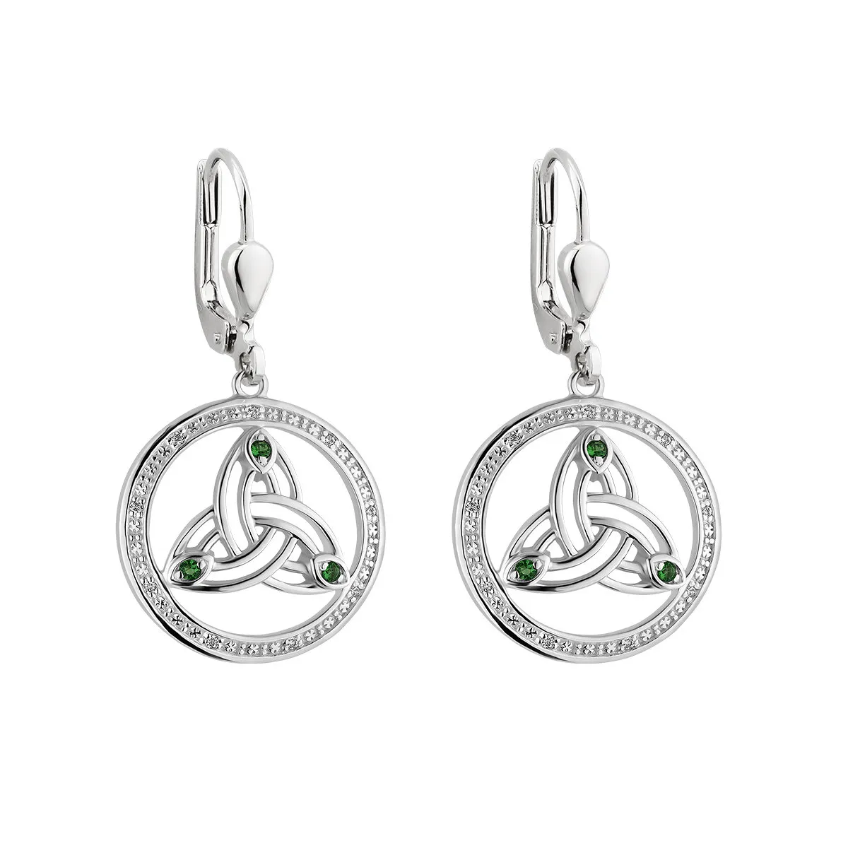 Sterling Silver Crystal Trinity Knot Circle Drop Earrings