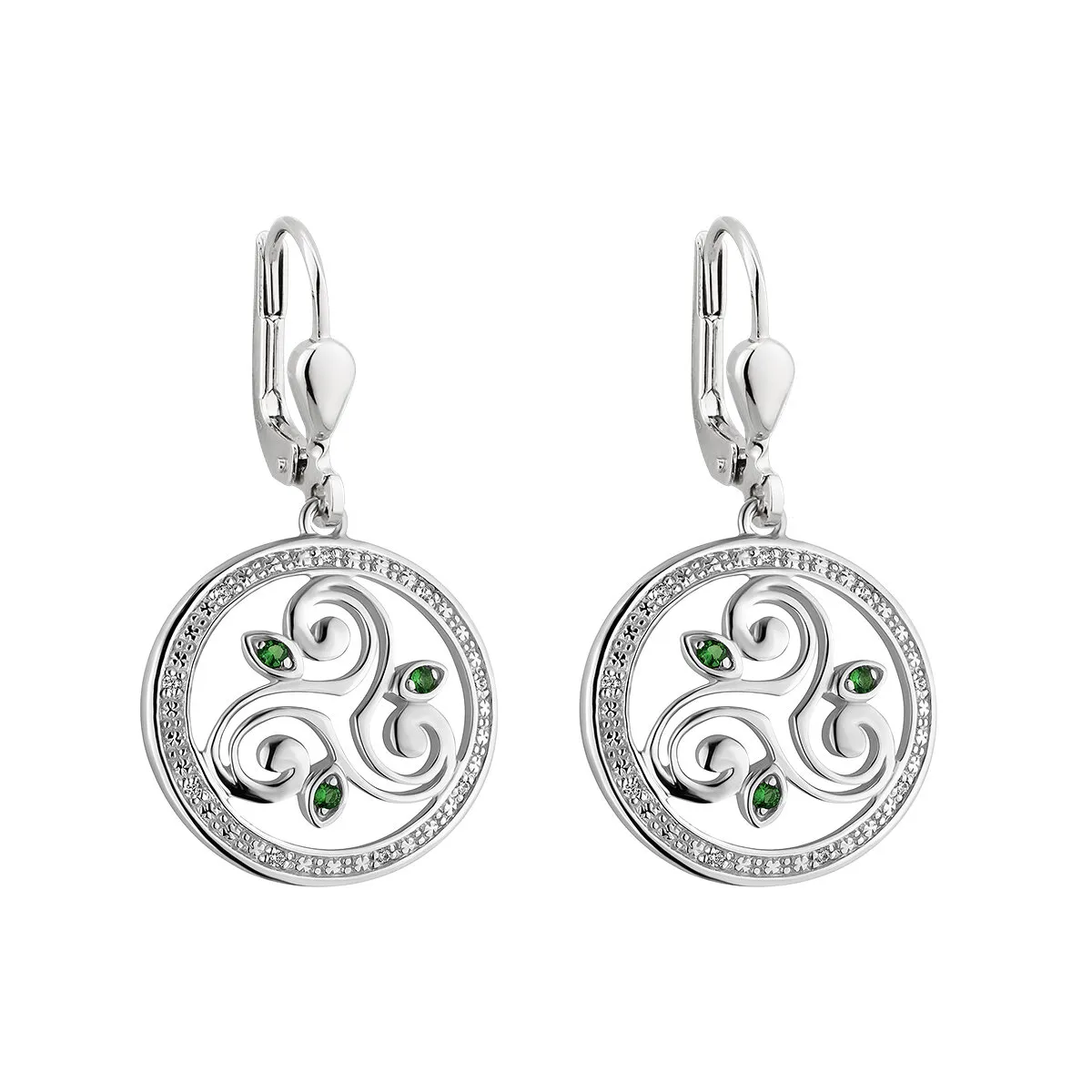 Silver Crystal Spiral Circle Earrings...