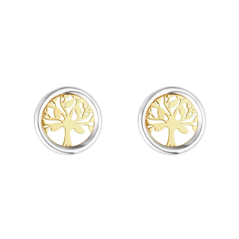 10k Two Tone Gold Celtic Tree Of Life Earrings S34197...