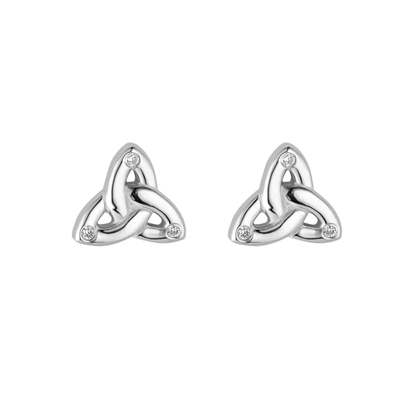 Flush Set Cz Trinity Knot Stud Earrings0...