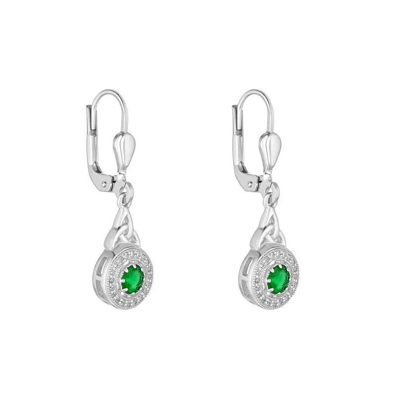 Cluster Green Cz Trinity Knot Earrings0...