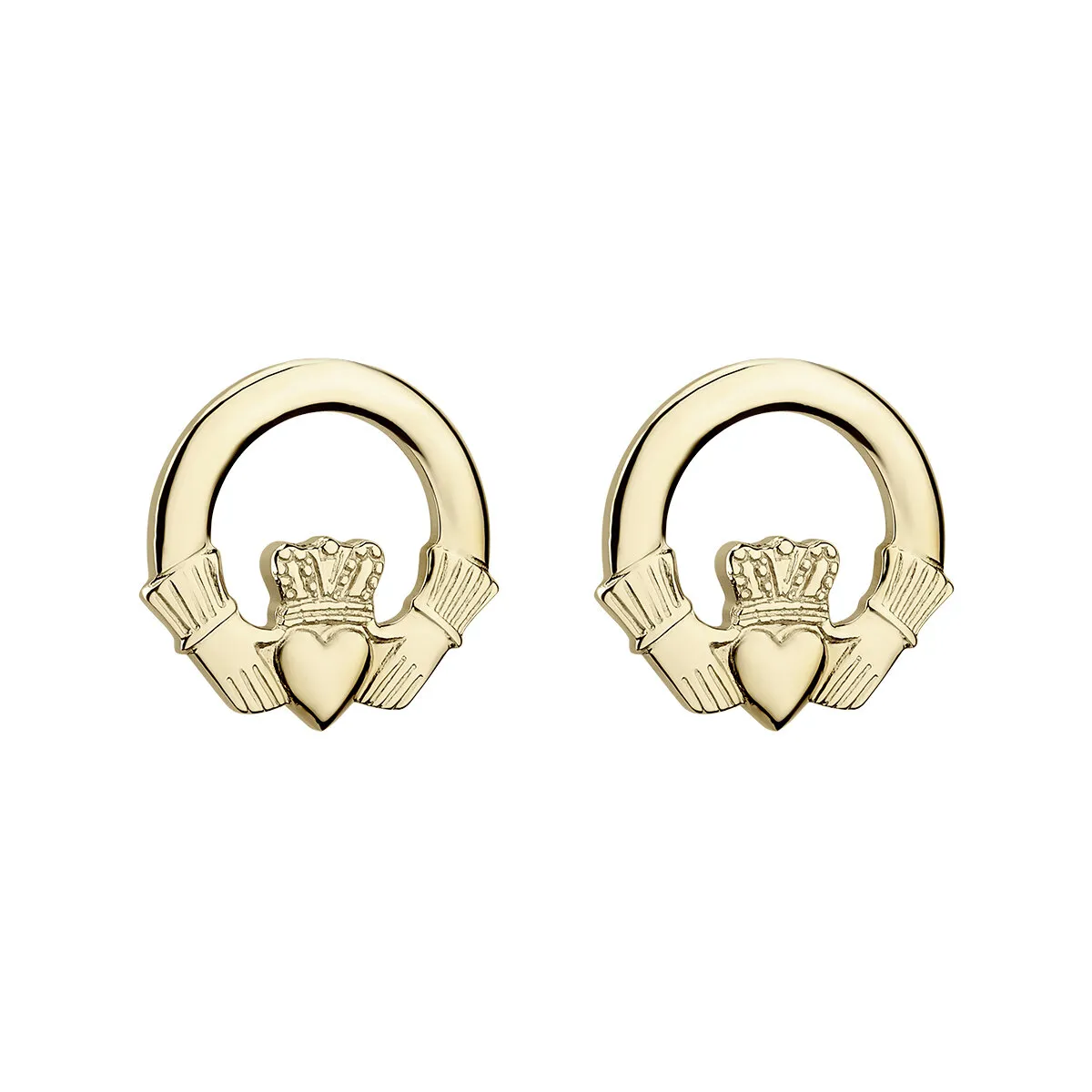Traditional 14k Gold Claddagh Stud Earrings...