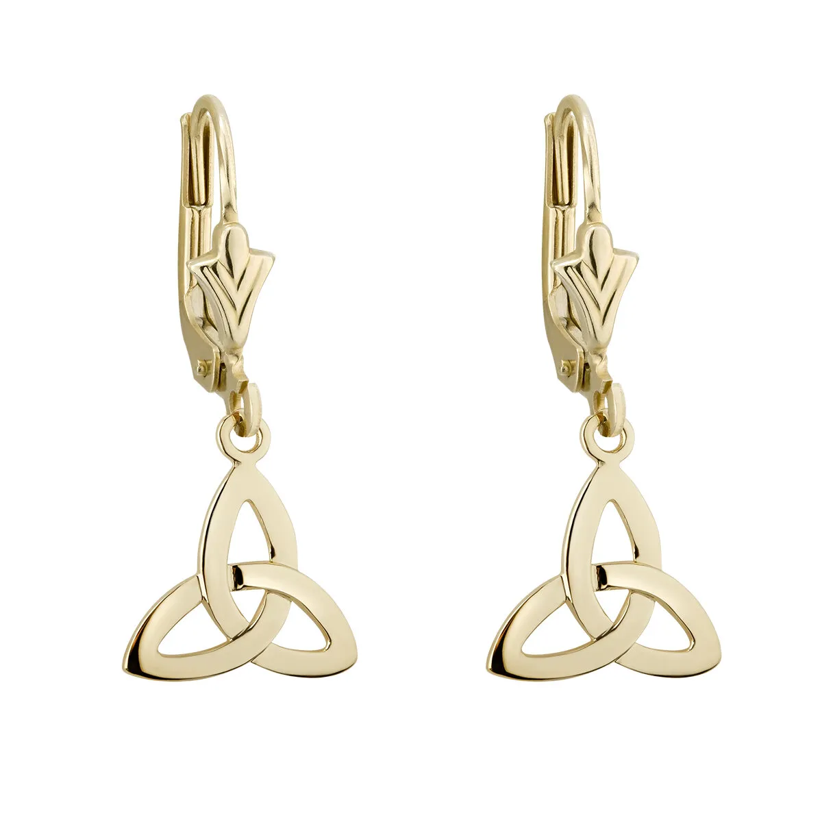 14k Gold Trinity Knot Drop Earrings0