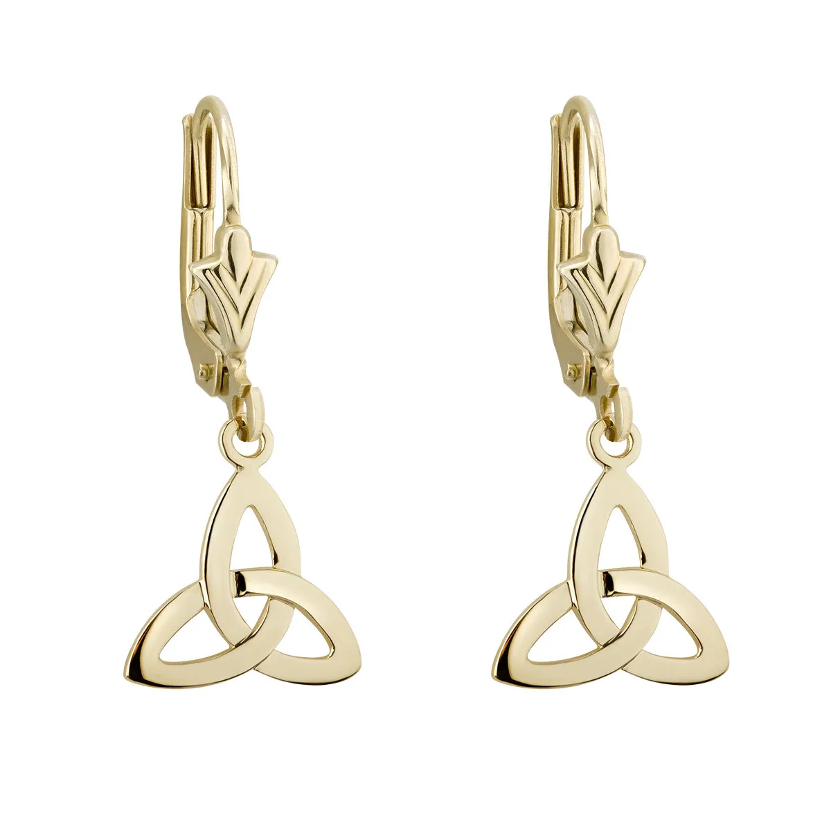 Celtic Trinity Knot Drop Earrings in 14k Gold ...