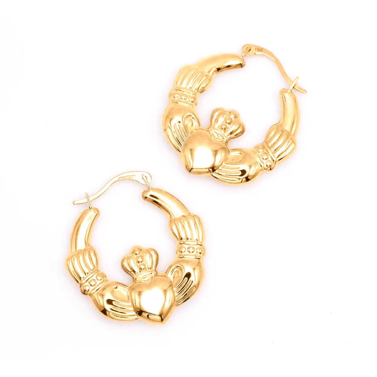 10k Gold Claddagh Hoop Earrings 2...