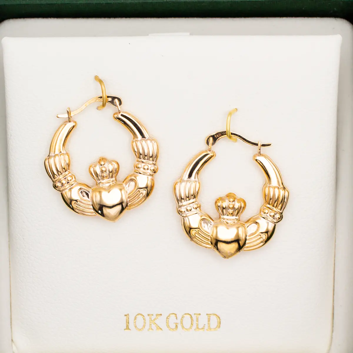 10k Gold Claddagh Hoop Earrings 3...