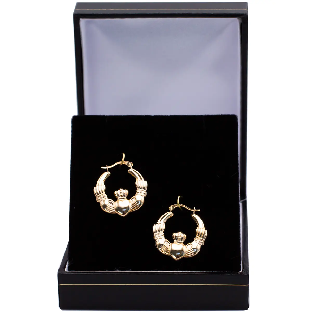 10k Gold Claddagh Creole Hoop Earrings Photo 4 