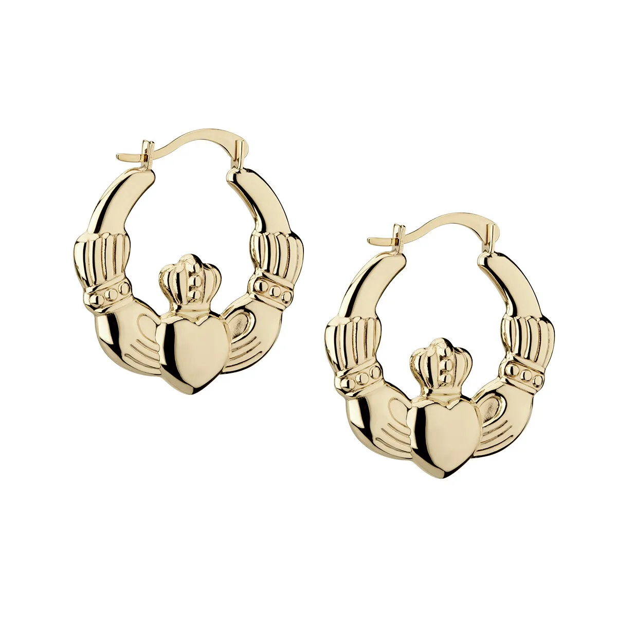 10k Gold Claddagh Creole Hoop Earrings Photo 6 