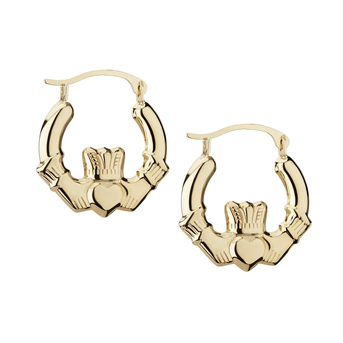 Claddagh Creole Small Hoop Earrings in 10k Gold...