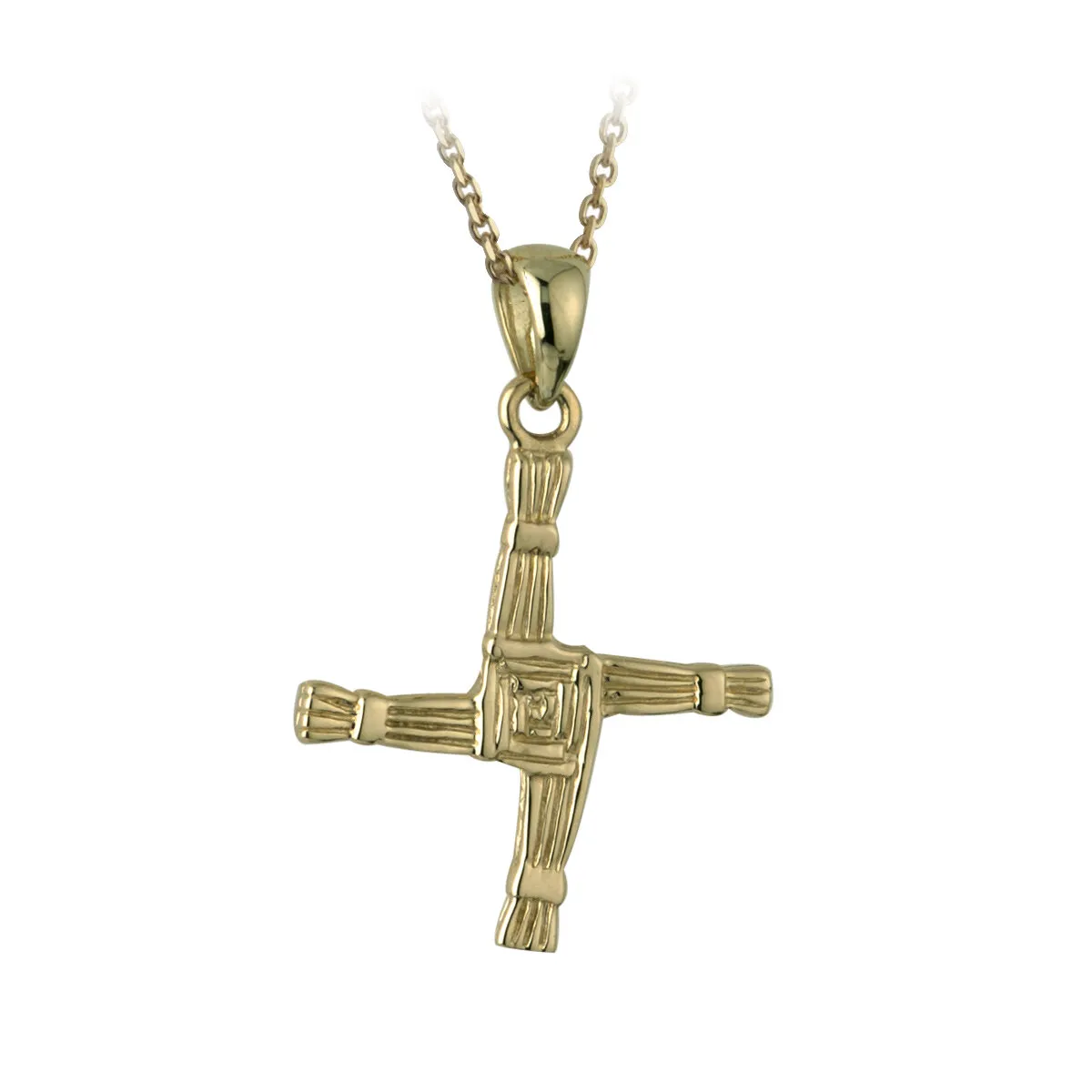 14k Gold Double Sided St Brigids Cross Necklace