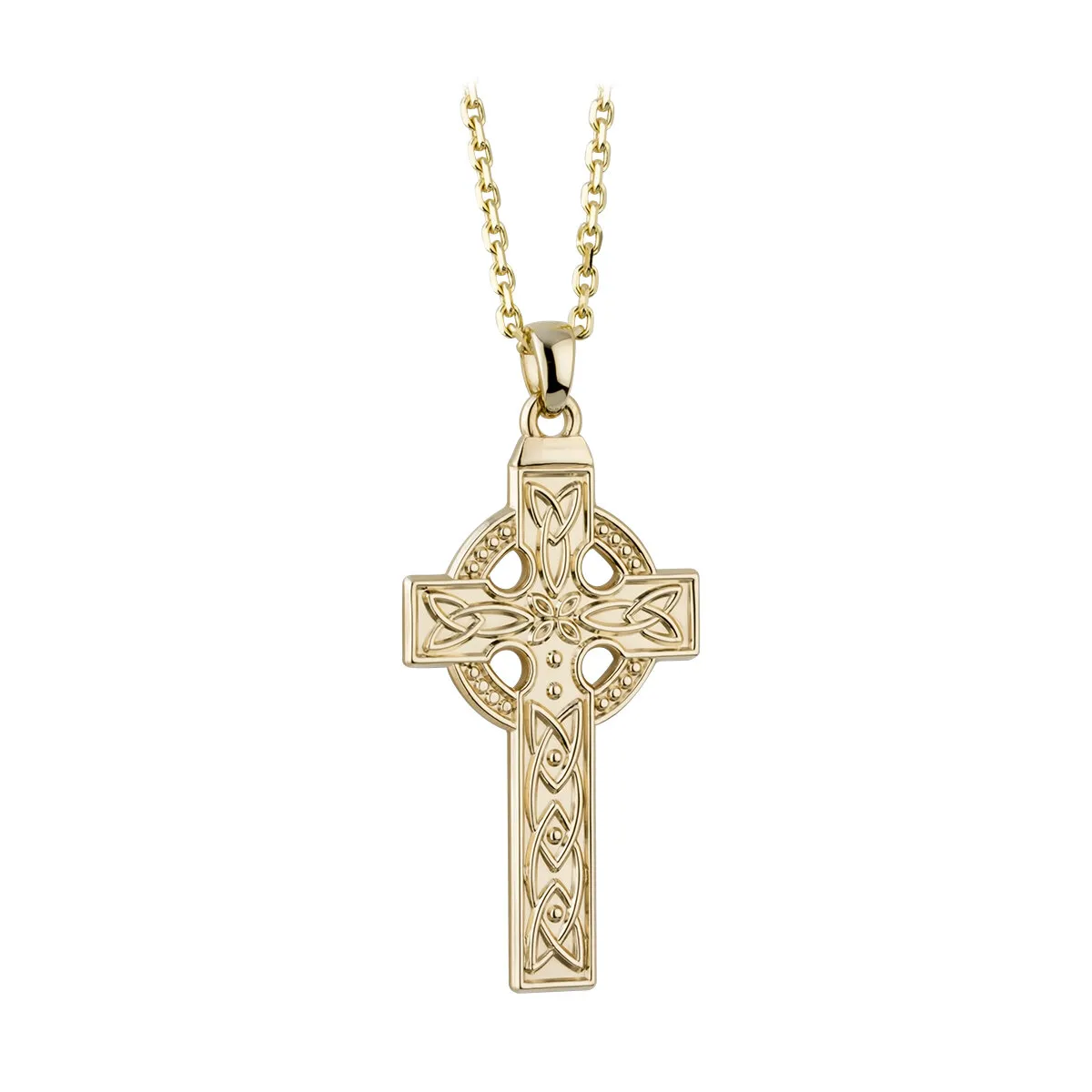 14k Gold Large Celtic Light Cross Pendant0...