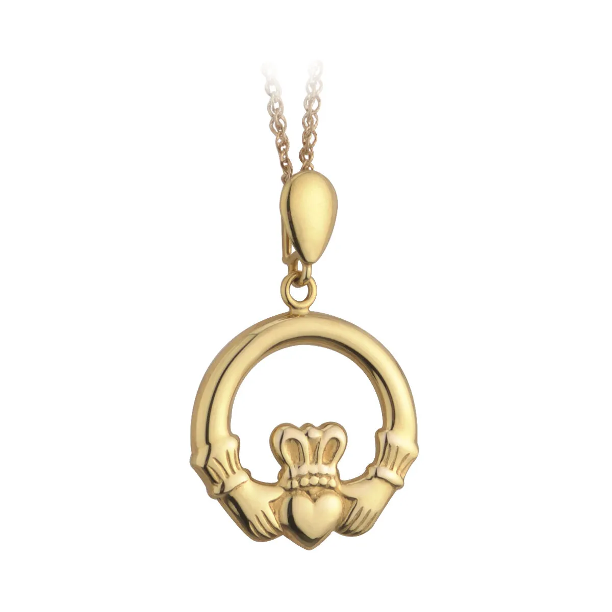 9k Gold Light Claddagh Pendant0...