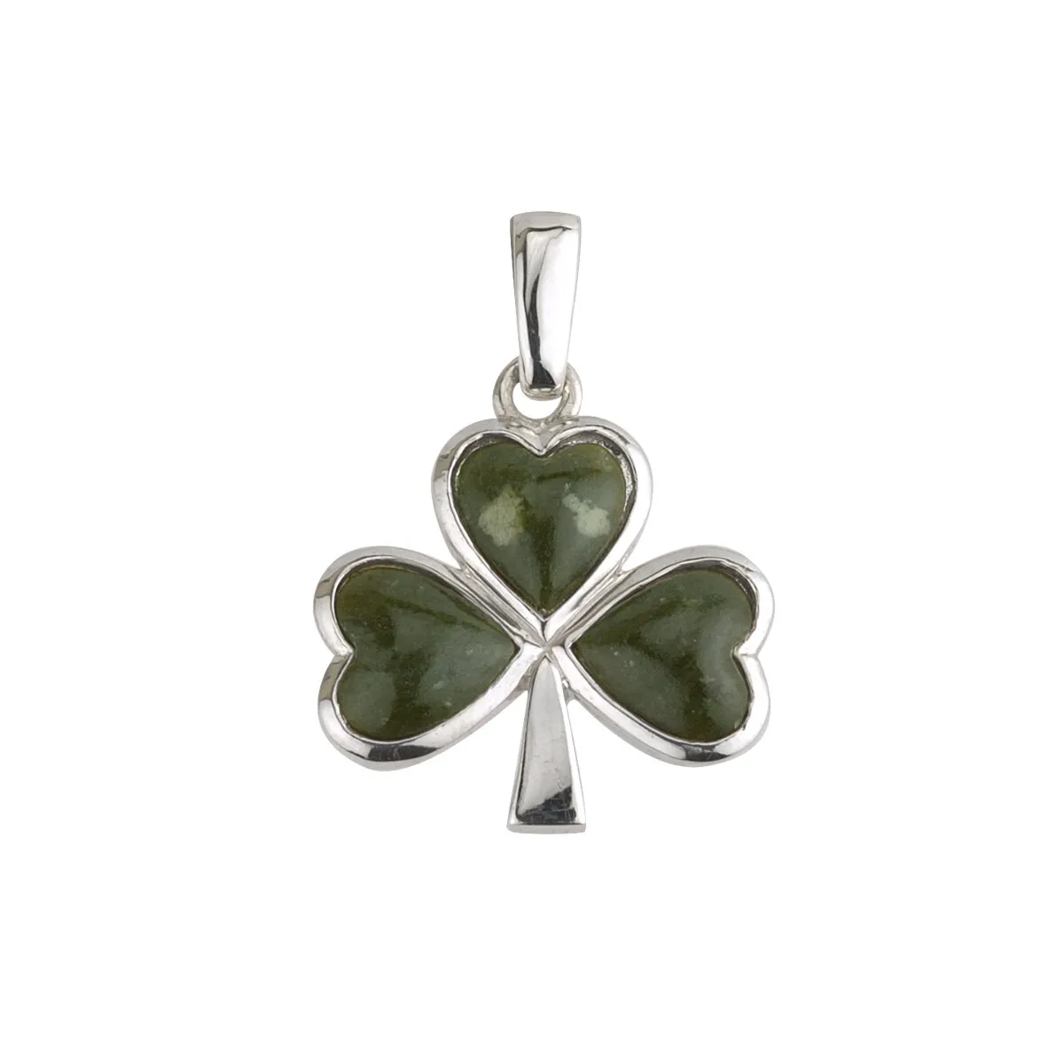 Sterling Silver Shamrock Connemara Marble Set Pendant1