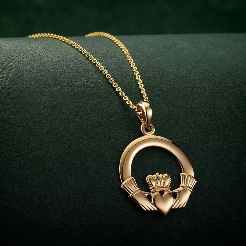 14k Gold Heavy Claddagh Pendant1