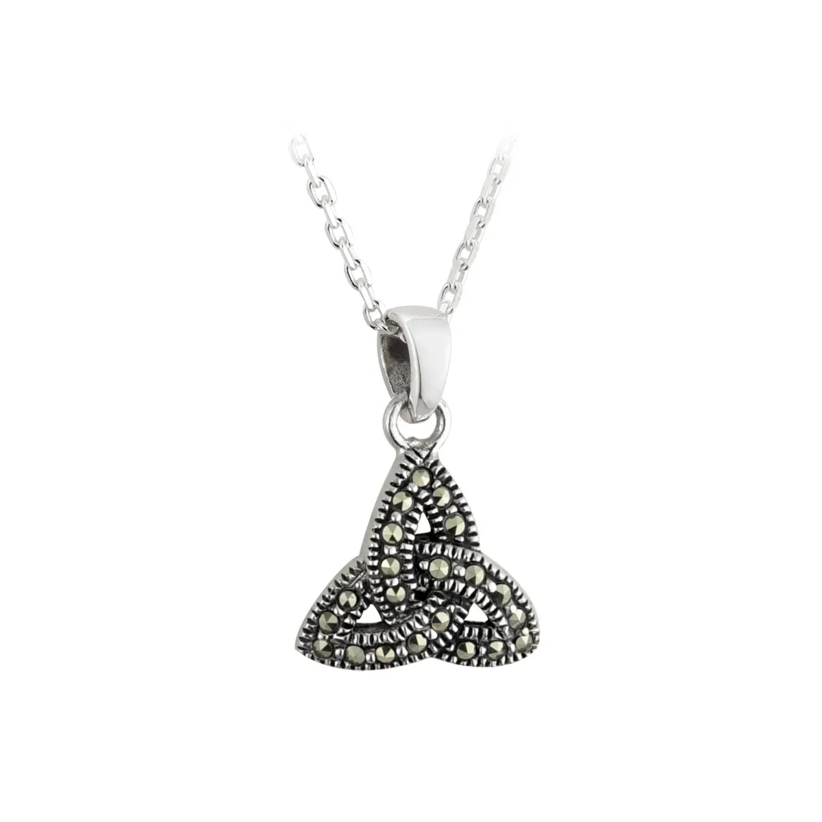 Silver And Marcasite Trinity Knot Necklace...