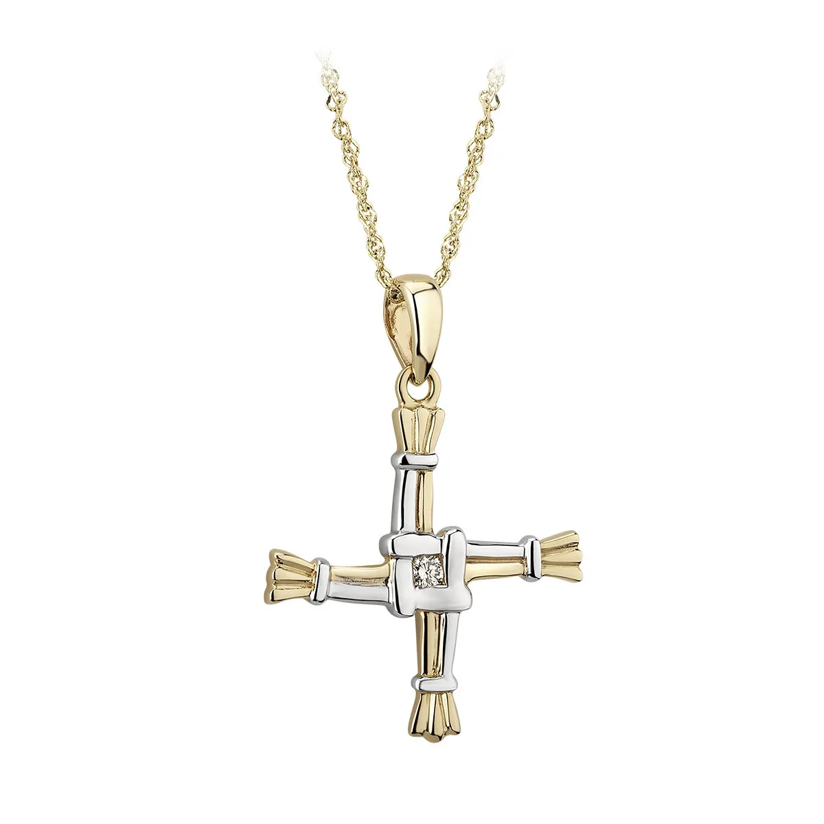 St Brigids Cross Pendant in Two Tone Gold...