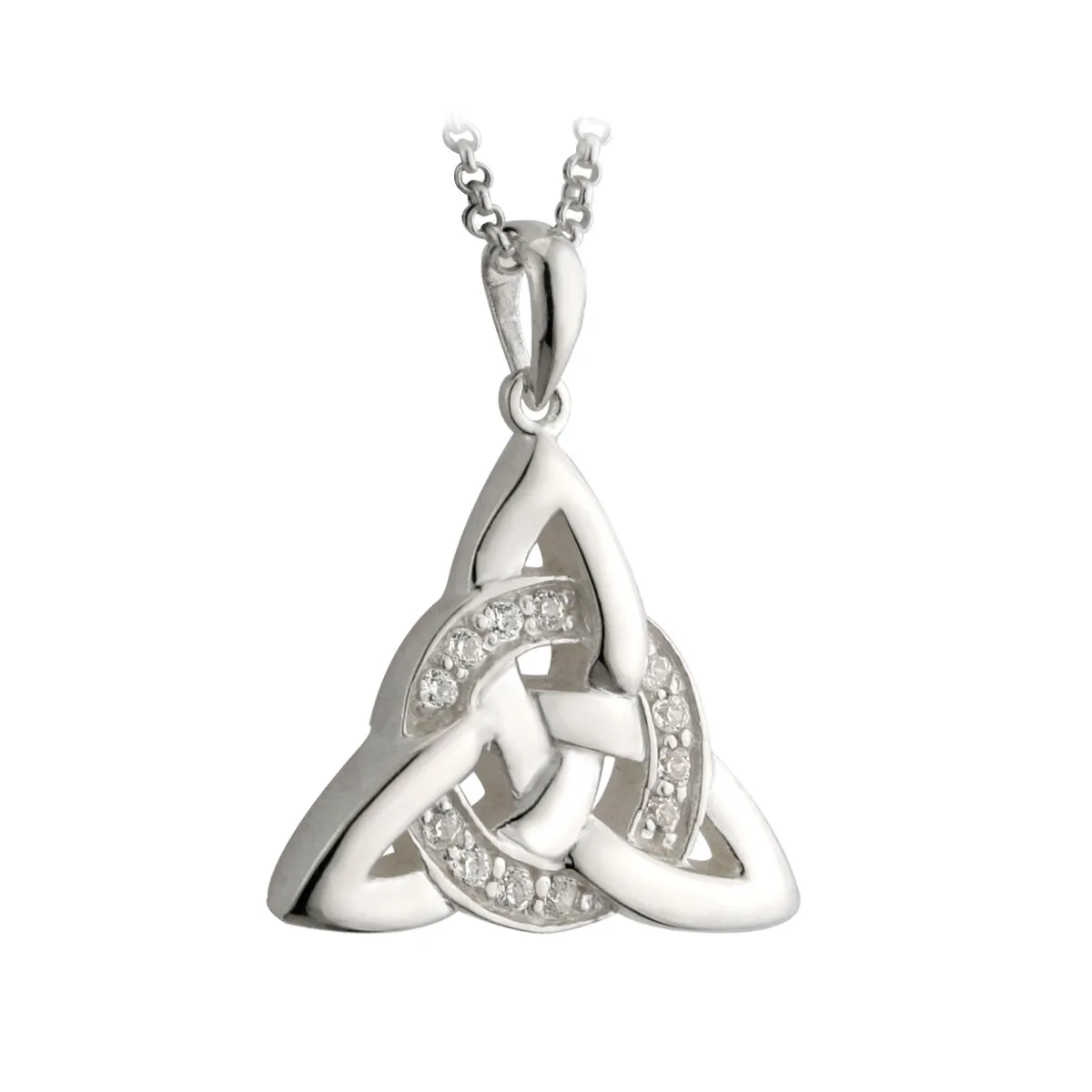 Silver Infinity Trinity Knot Necklace With Cubic Zirconia...