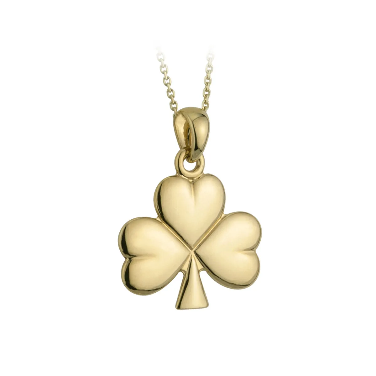 14k Gold Medium Shiny Shamrock Pendant0...