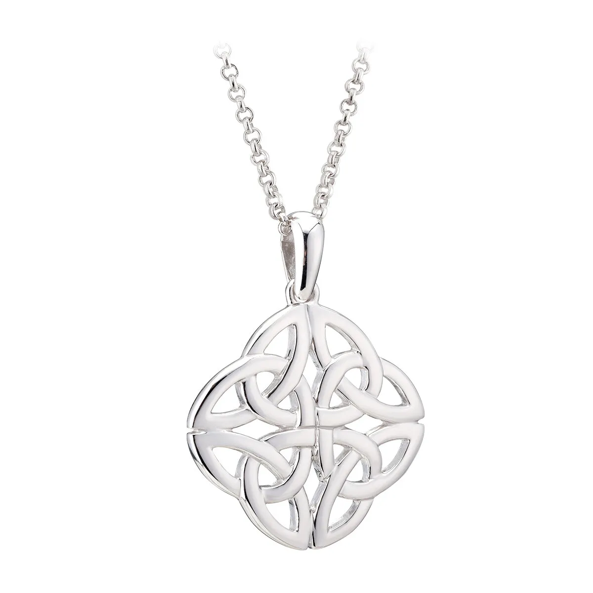 Sterling Silver Celtic Trinity Knot Square Pendant...