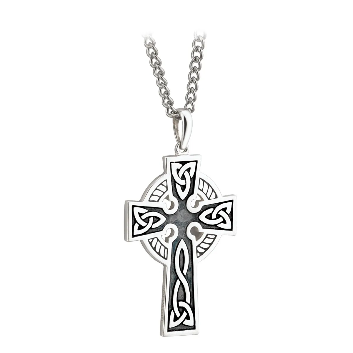 Double Sided Oxidized Sterling Silver Celtic Cross Pendant...