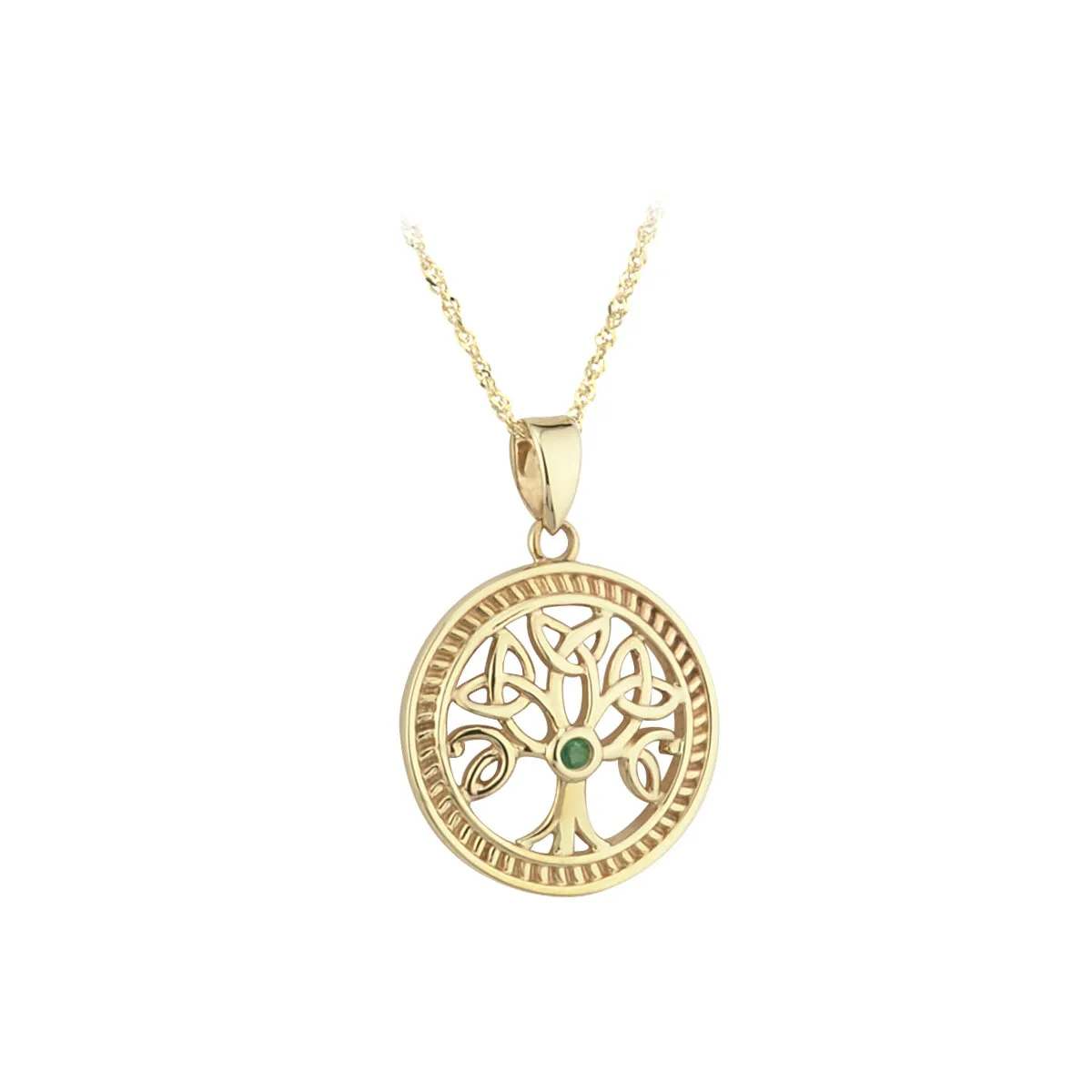 Emerald Celtic Tree Of Life Pendant in 10k Gold...