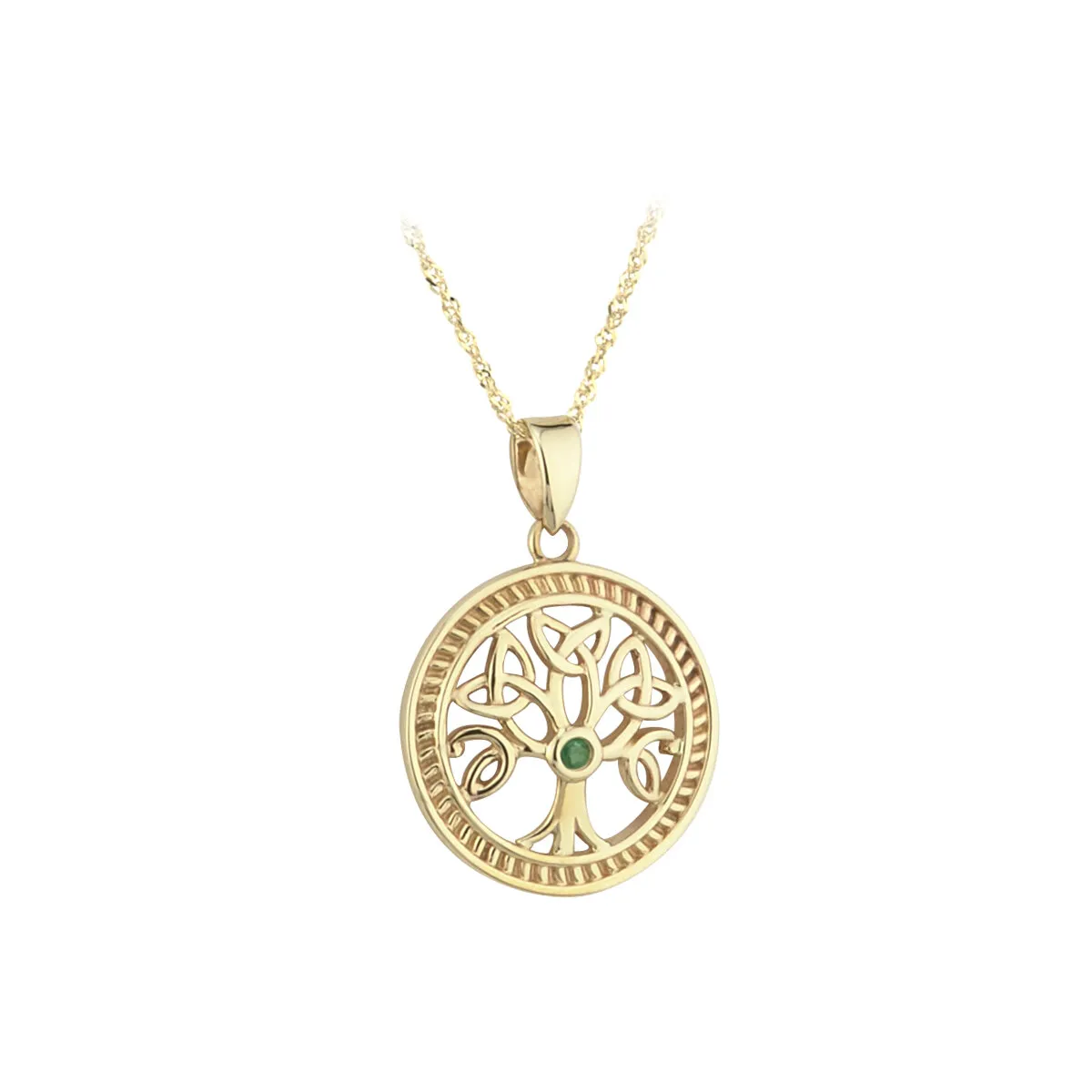 10k Gold Emerald Tree Of Life Pendant0...