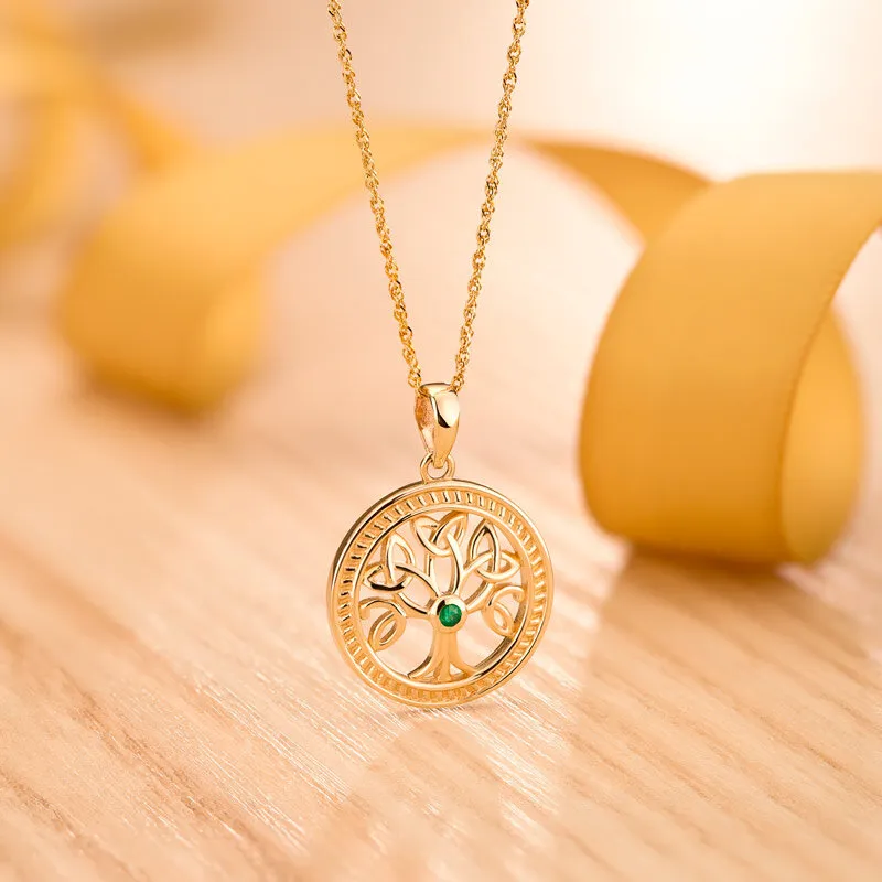 10k Gold Emerald Tree Of Life Pendant1f...