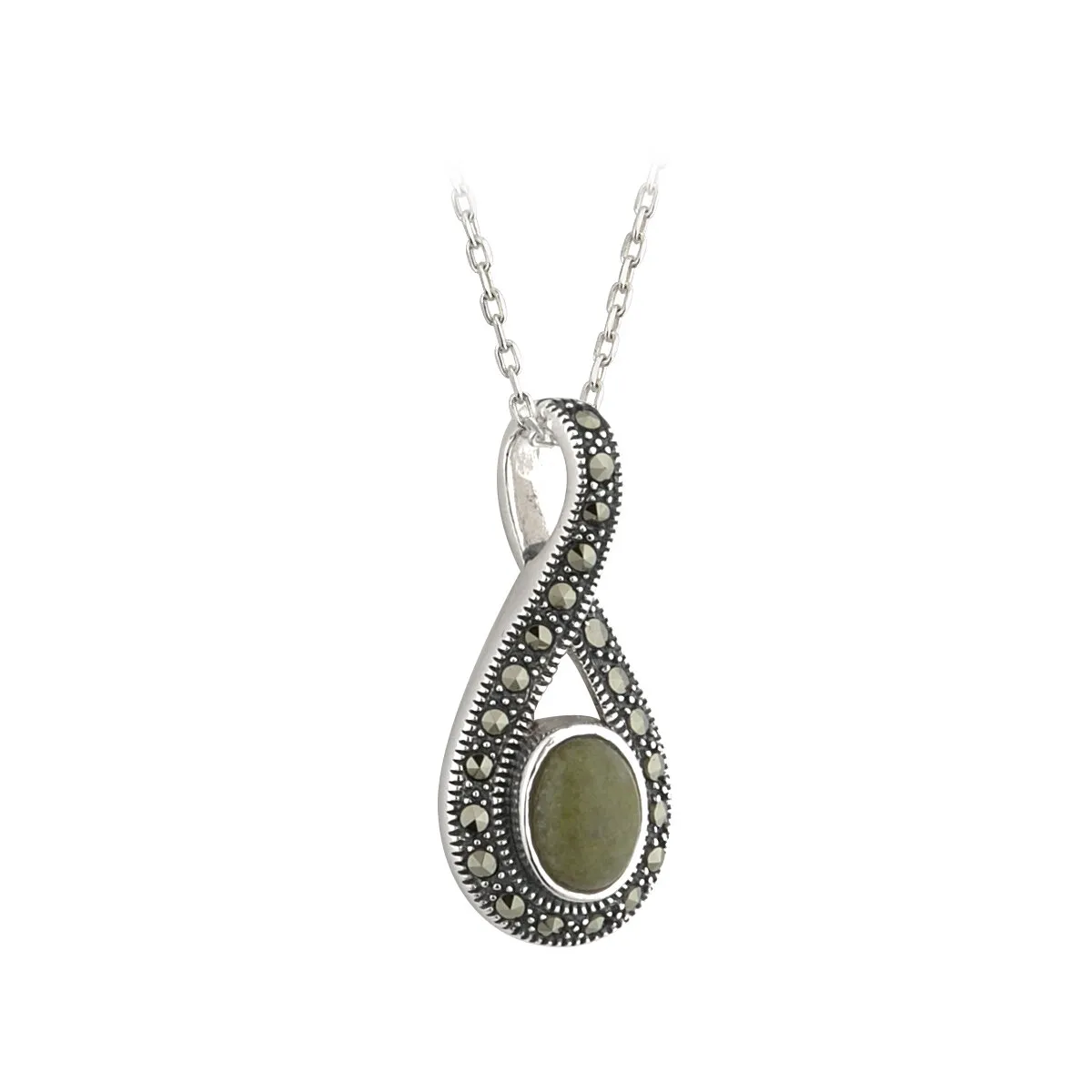 Connemara Marble And Marcasite Celtic Necklace0