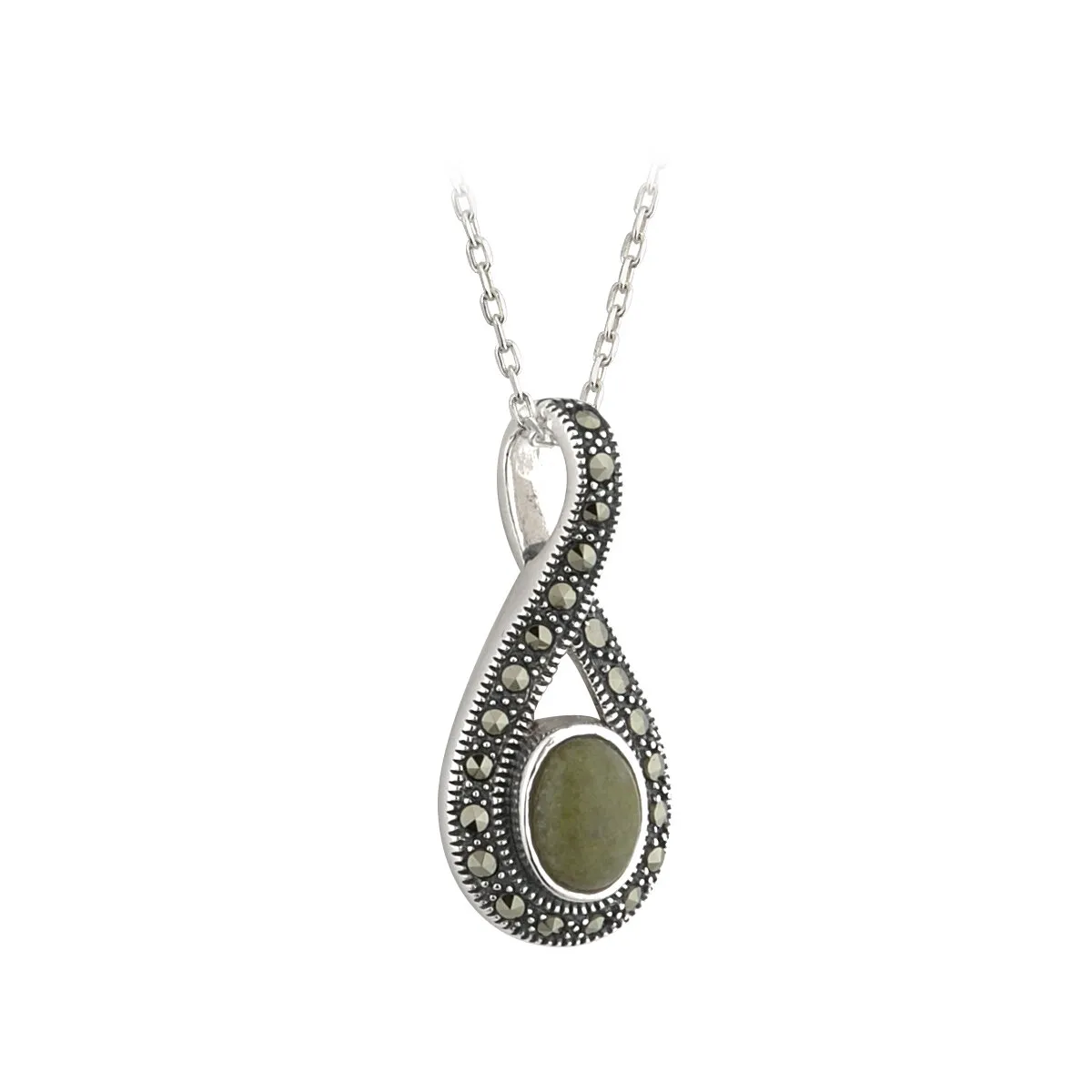 Connemara Marble And Marcasite Celtic Necklace0...