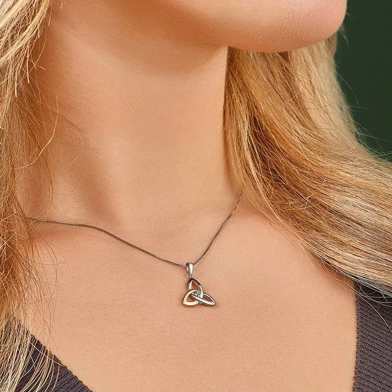 Gold And Silver Diamond Trinity Knot Pendant1
