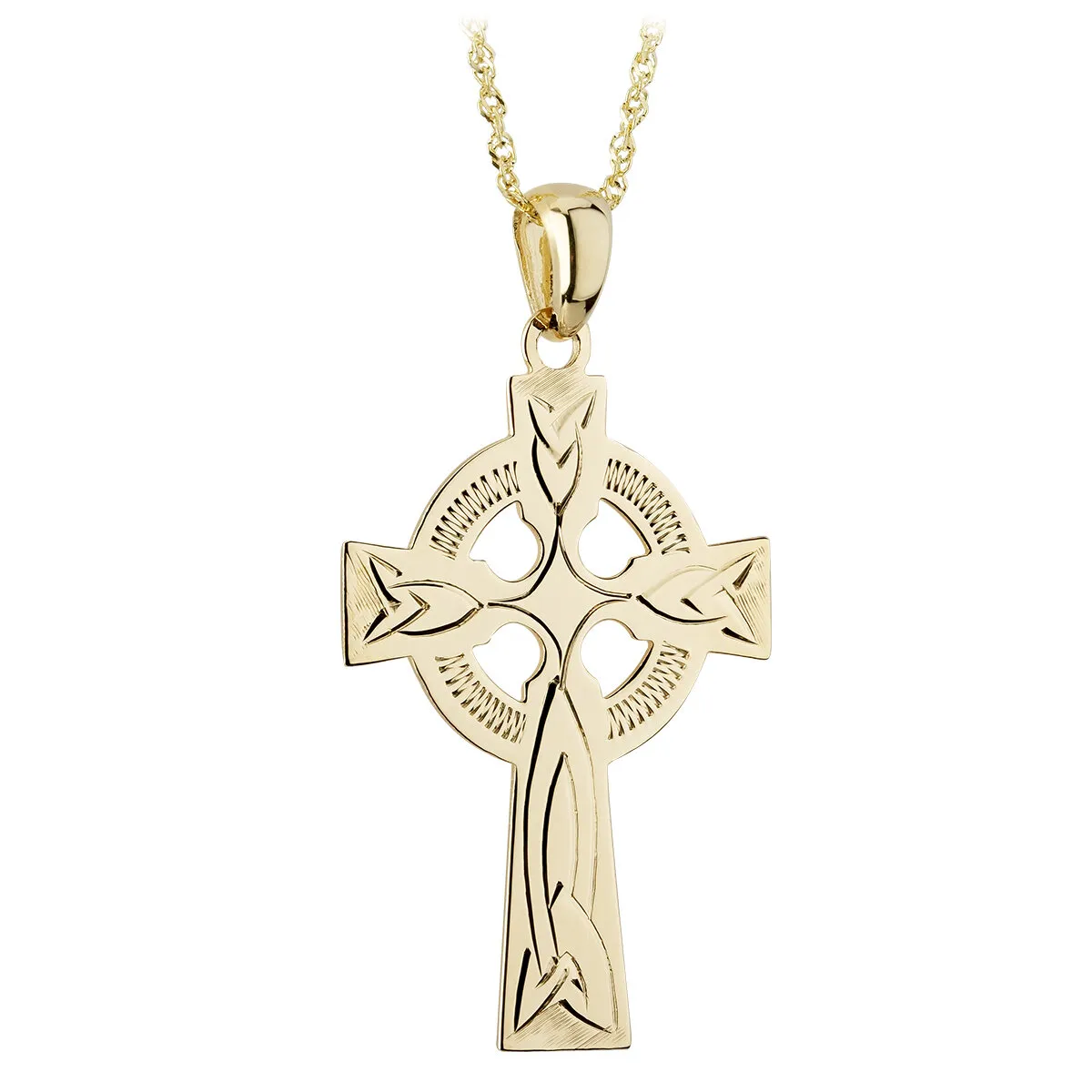 9k Gold Engraved Celtic Cross Pendant