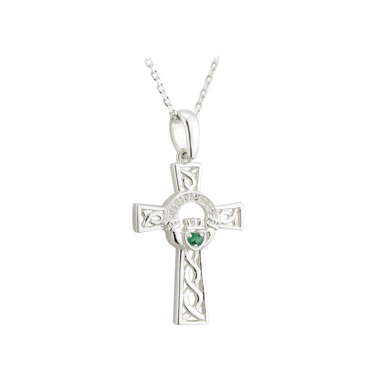 Celtic Knot Cross Pendant with Emerald Claddagh Heart | Wholesale Irish  Jewelry