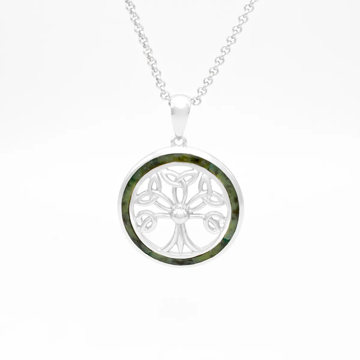 Silver Connemara Marble Tree Of Life Pendant 1...