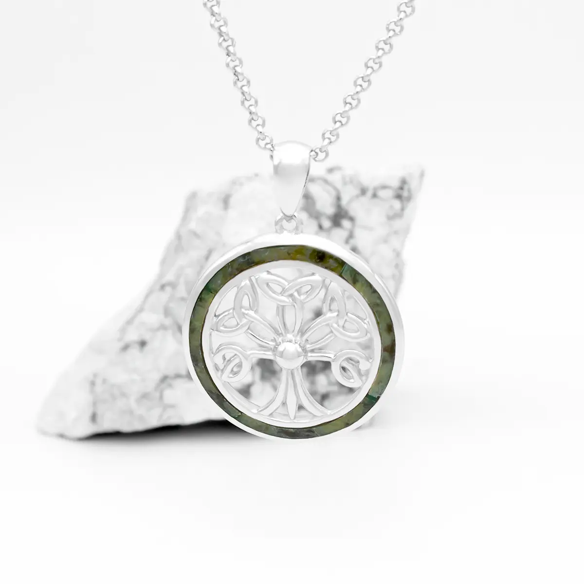 Silver Connemara Marble Tree Of Life Pendant 2...