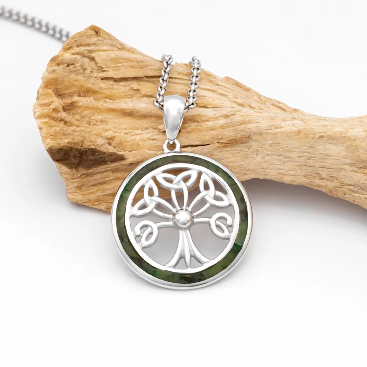 Silver Connemara Marble Tree Of Life Pendant 3...