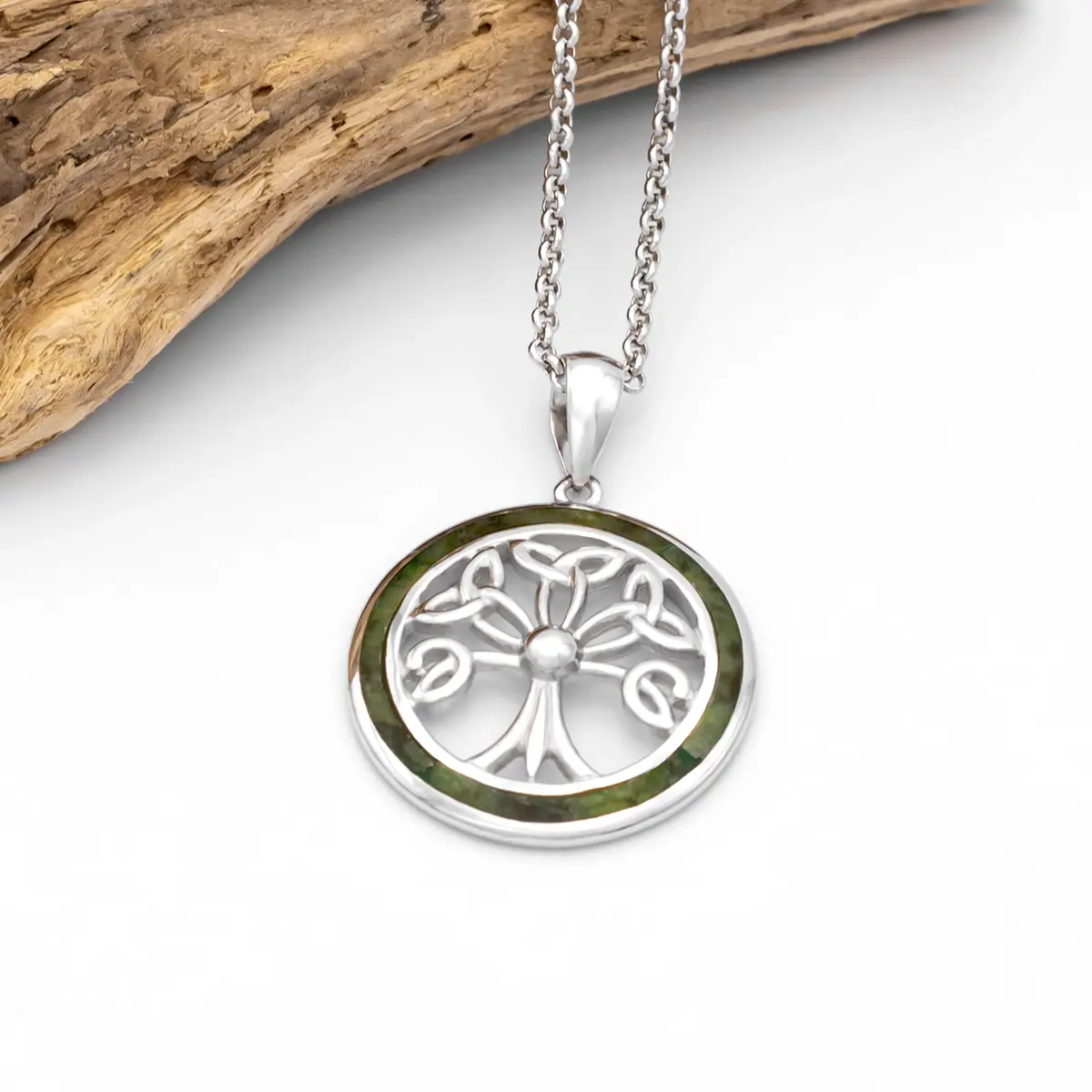 Silver Connemara Marble Tree Of Life Pendant 4...