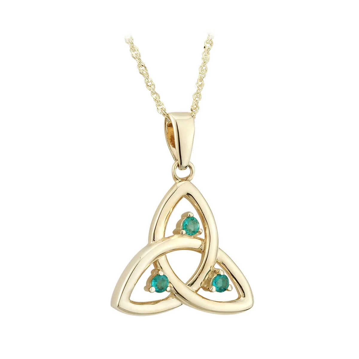 14K Gold Trinity Knot Necklace with Emeralds...