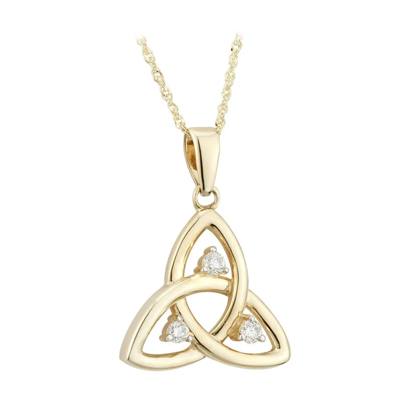 9k Gold Cubic Zirconia Trinity Knot Pendant...